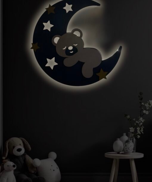 φεγγάρι - αρκουδάκι , επιτοίχιο φωτιστικό