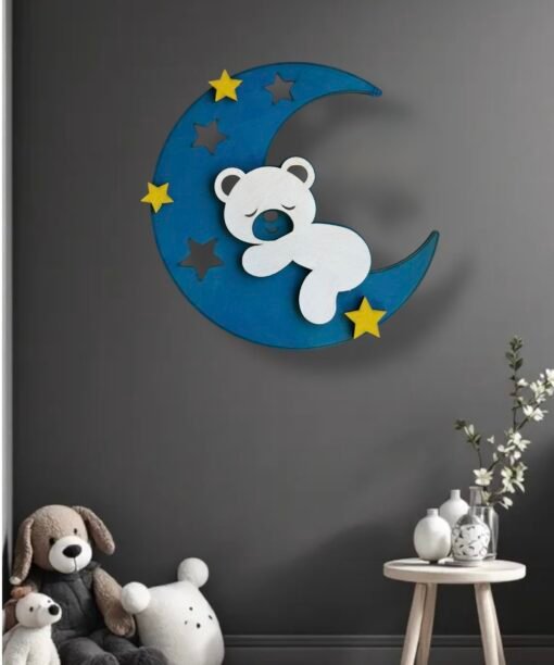φεγγάρι - αρκουδάκι , επιτοίχιο φωτιστικό