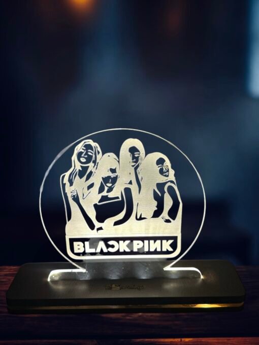 BLACK PINK ακρυλικό , πλεξιγκλάς , χειροποίητο led φωτιστικό με βάση