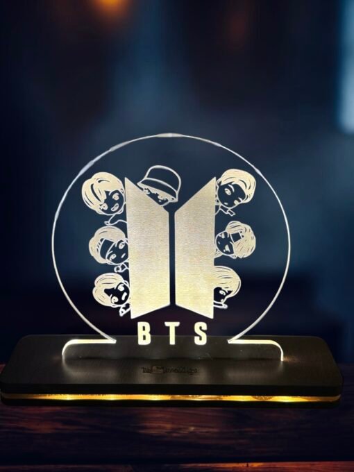 BTS ακρυλικό , πλεξιγκλάς , χειροποίητο led φωτιστικό με βάση