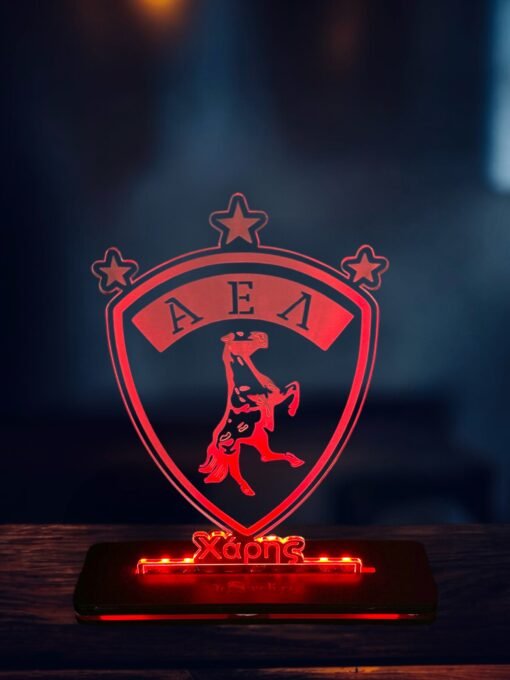 AEΛ ακρυλικό , πλεξιγκλάς , χειροποίητο led φωτιστικό με βάση