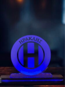Ηρακλής ακρυλικό , πλεξιγκλάς , χειροποίητο led φωτιστικό με βάση