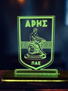 Άρης ακρυλικό , πλεξιγκλάς , χειροποίητο led φωτιστικό με βάση