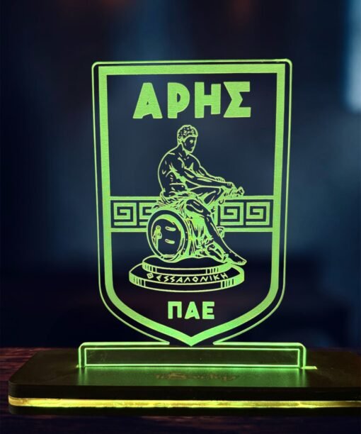 Άρης ακρυλικό , πλεξιγκλάς , χειροποίητο led φωτιστικό με βάση