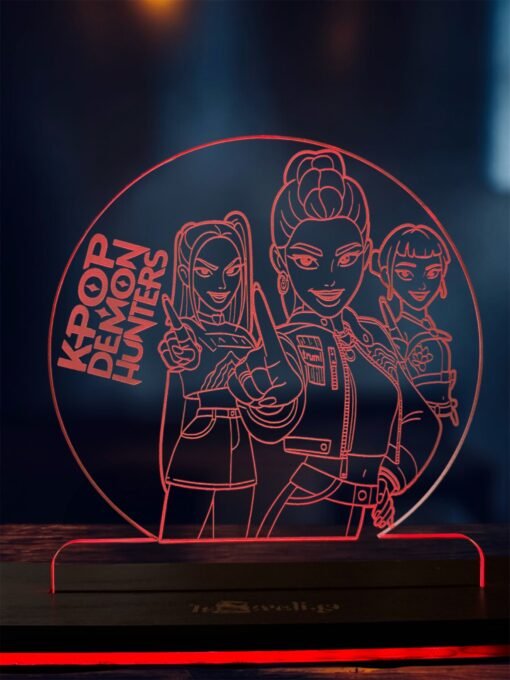 K POP - Huntrixακρυλικό , πλεξιγκλάς , χειροποίητο led φωτιστικό με βάση