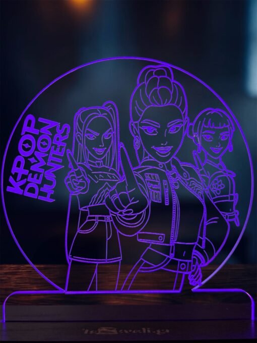 K POP - Huntrixακρυλικό , πλεξιγκλάς , χειροποίητο led φωτιστικό με βάση