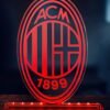 Μίλαν - AC MILAN ακρυλικό , πλεξιγκλάς , χειροποίητο led φωτιστικό με βάση