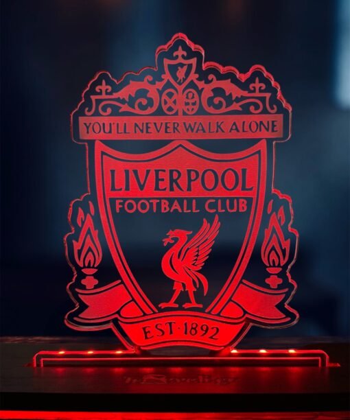 Λίβερπουλ - Liverpool FC ακρυλικό , πλεξιγκλάς , χειροποίητο led φωτιστικό με βάση