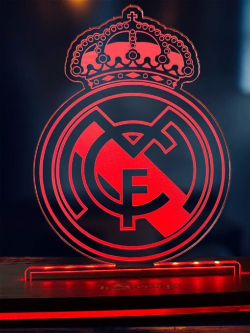 Ρεάλ Μαδρίτης - Real Madrid ακρυλικό , πλεξιγκλάς , χειροποίητο led φωτιστικό με βάση