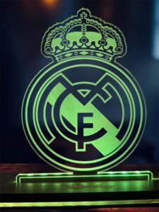 Ρεάλ Μαδρίτης - Real Madrid ακρυλικό , πλεξιγκλάς , χειροποίητο led φωτιστικό με βάση
