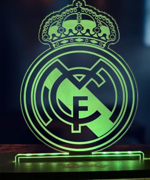 Ρεάλ Μαδρίτης - Real Madrid ακρυλικό , πλεξιγκλάς , χειροποίητο led φωτιστικό με βάση