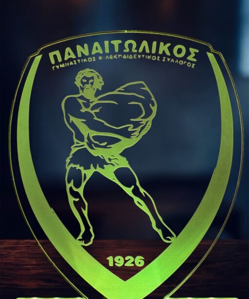 Παναιτωλικός ακρυλικό , πλεξιγκλάς , χειροποίητο led φωτιστικό με βάση