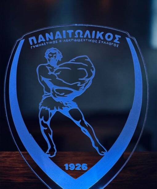 Παναιτωλικός ακρυλικό , πλεξιγκλάς , χειροποίητο led φωτιστικό με βάση