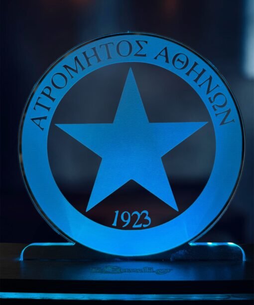 Ατρόμητος Αθηνών ακρυλικό , πλεξιγκλάς , χειροποίητο led φωτιστικό με βάση