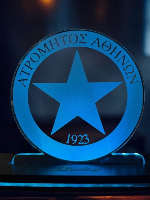 Ατρόμητος Αθηνών ακρυλικό , πλεξιγκλάς , χειροποίητο led φωτιστικό με βάση