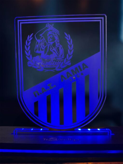 Λαμία ακρυλικό , πλεξιγκλάς , χειροποίητο led φωτιστικό με βάση