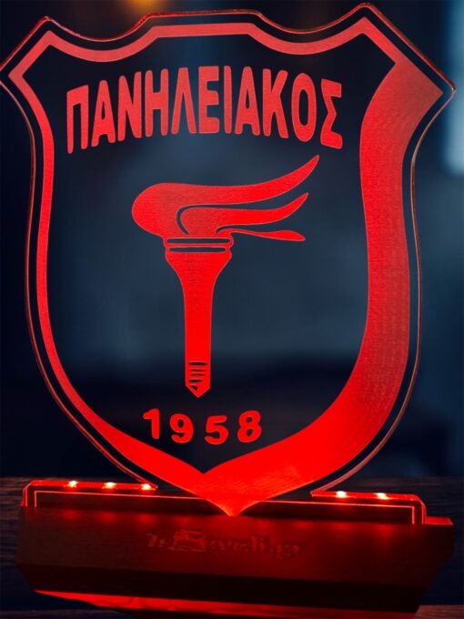 ΠΑΝΗΛΕΙΑΚΟΣ ακρυλικό , πλεξιγκλάς , χειροποίητο led φωτιστικό με βάση