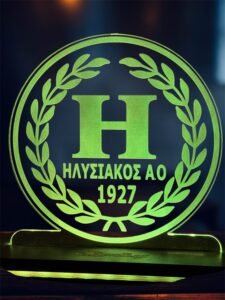 Ηλυσιακός ακρυλικό , πλεξιγκλάς , χειροποίητο led φωτιστικό με βάση